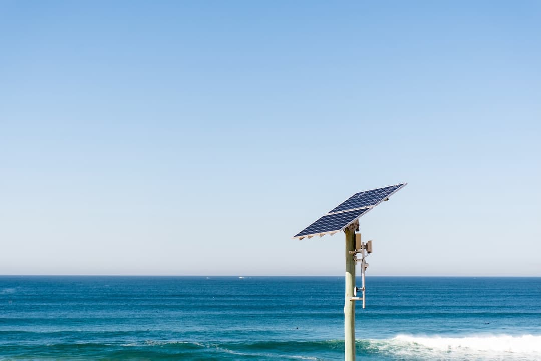 Solar Panel Near The Ocean
